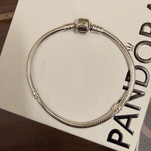 Authentic Pandora Silver Snake Chain Bracelet with Signature Barrel Clasp